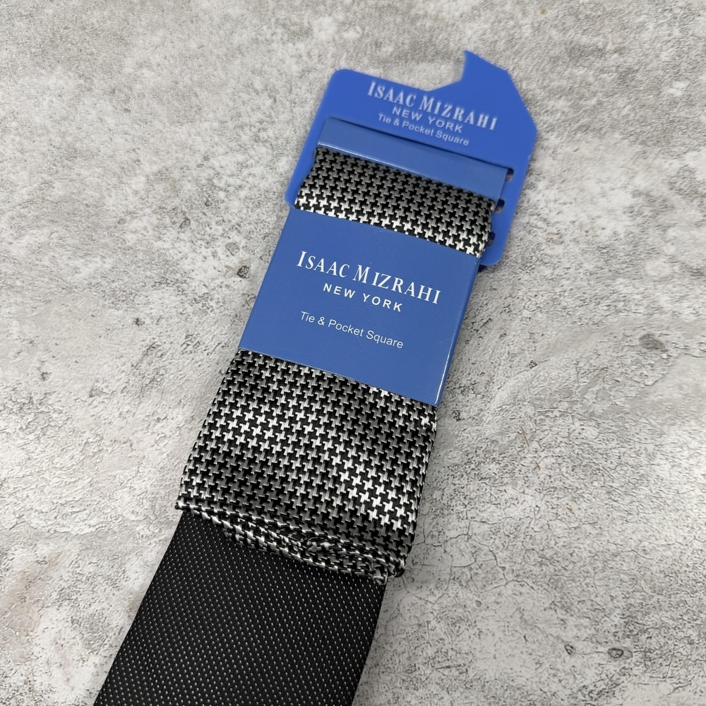 Isaac Mizrahi New York Tie Set Mens One Size Black Geometric Polyester Necktie